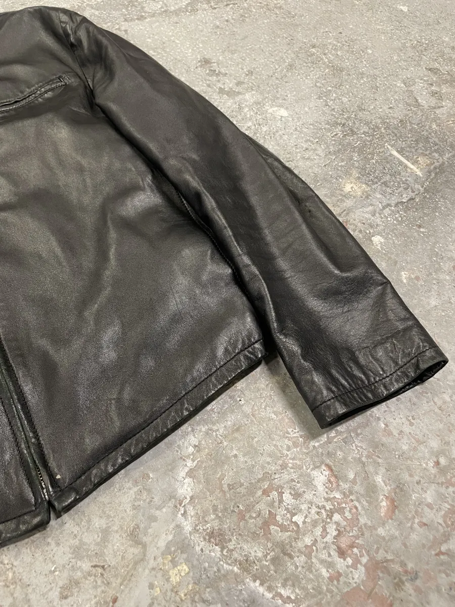 2000s Armani Biker Black Leather Jacket - Image 6