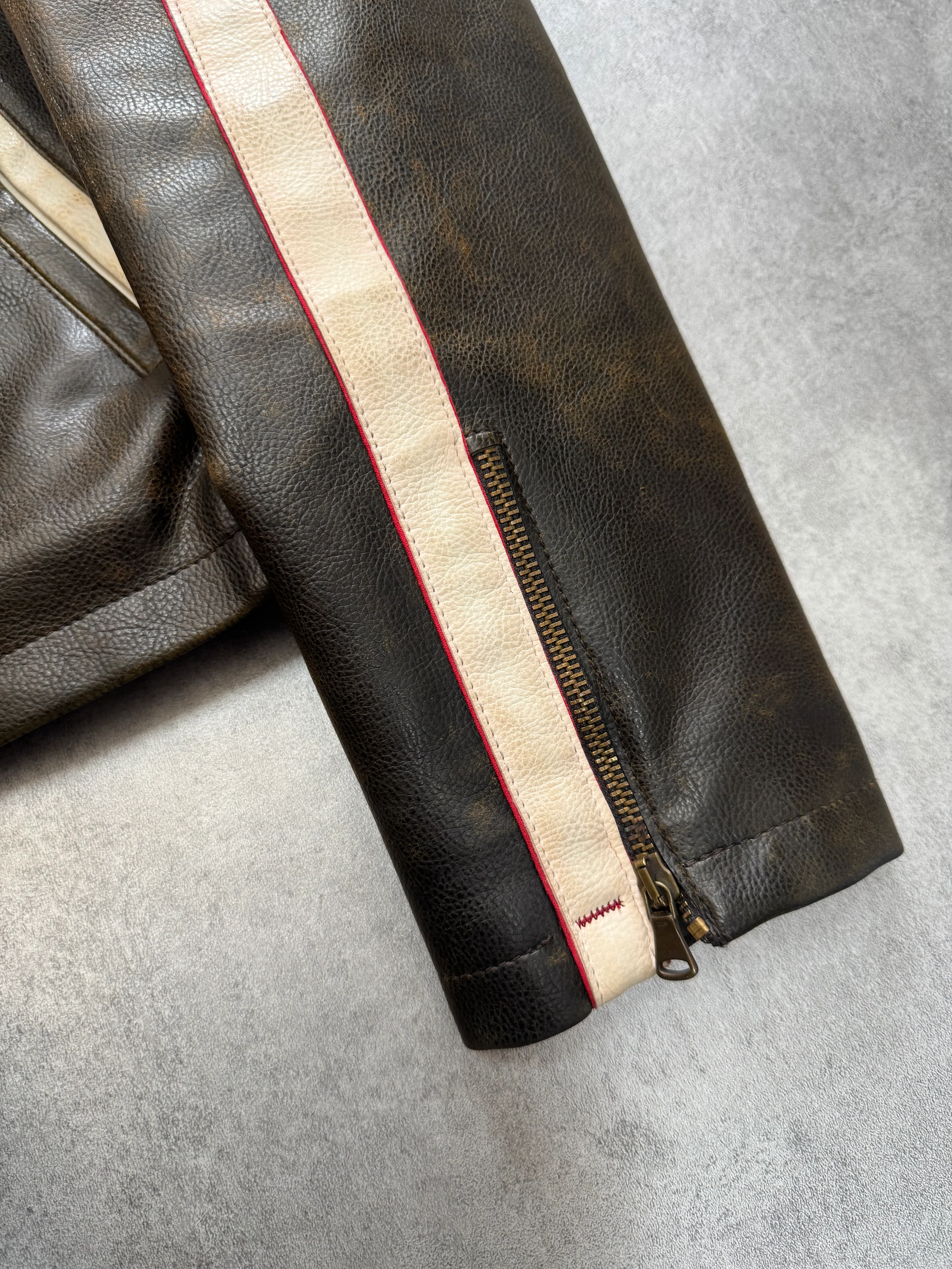 2000s Armani Biker Relief Leather Jacket - Image 5