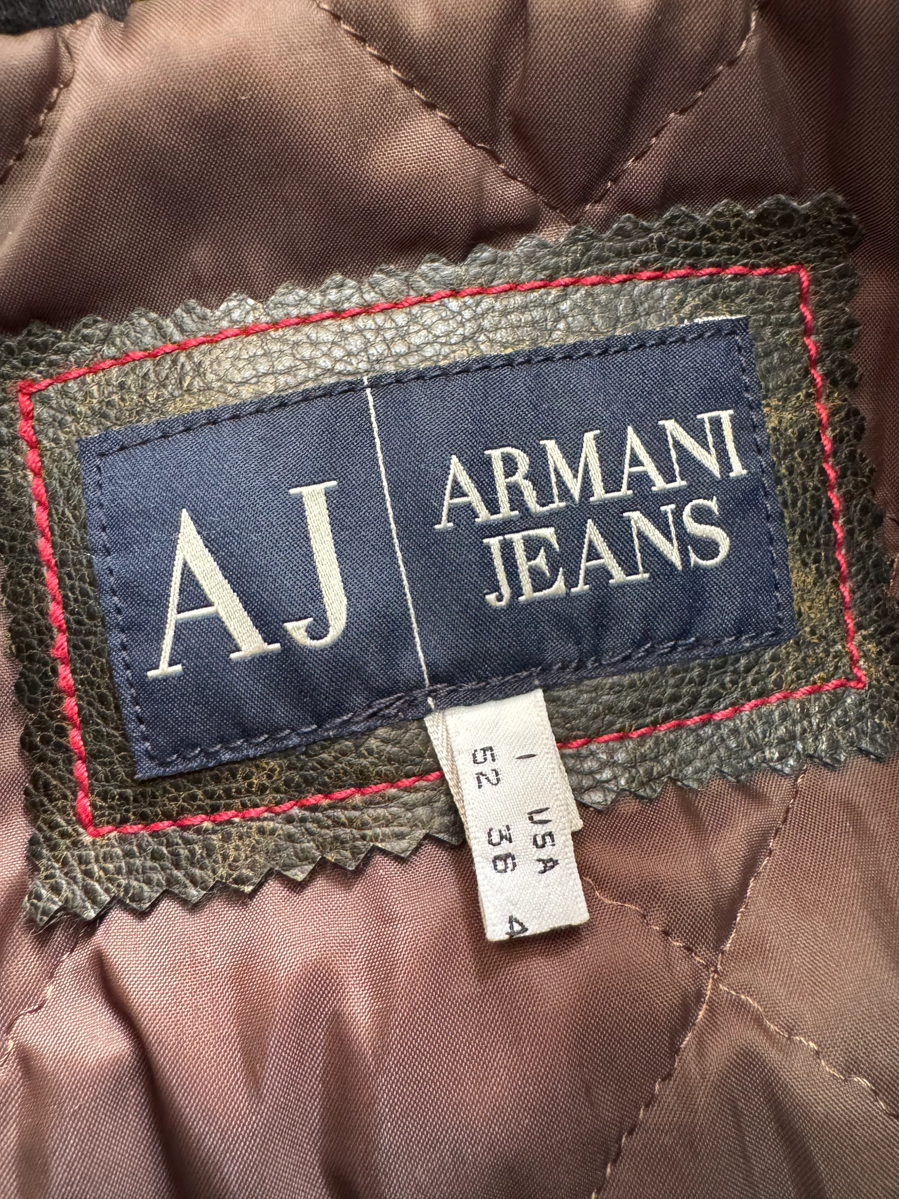 2000s Armani Biker Relief Leather Jacket - Image 7