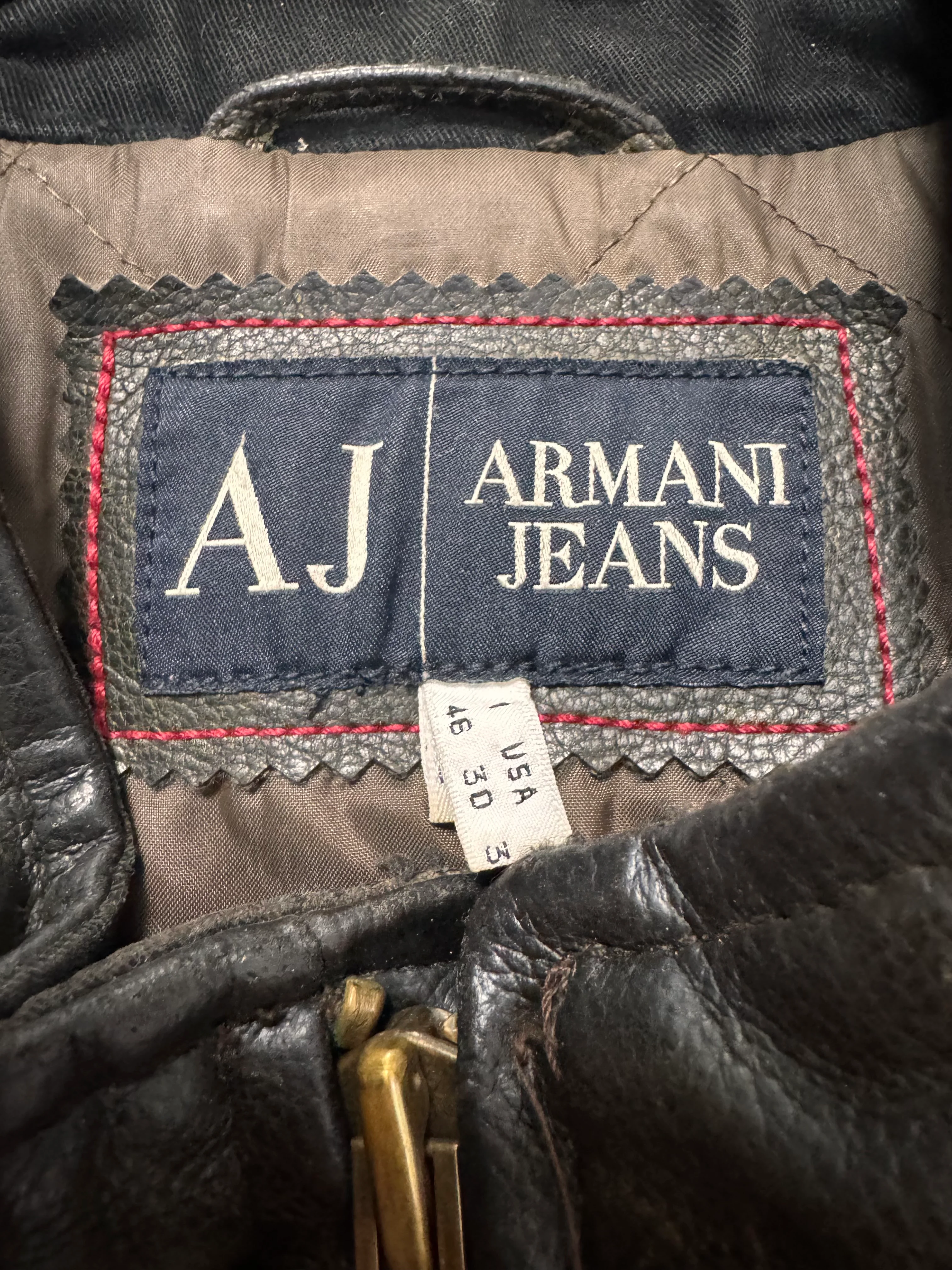 2000s Armani Biker Relief Leather Jacket - Image 5