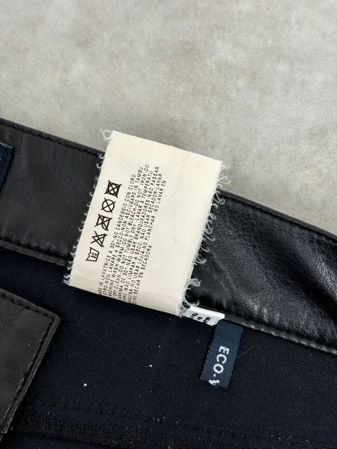 2000s Armani Black Avant-Garde Faux Leather Pants - Image 13