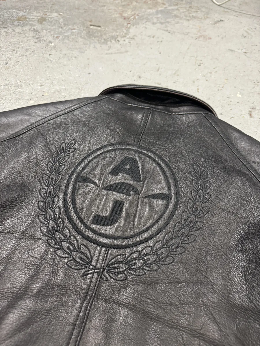 2000s Armani Black Biker Leather Jacket - Image 10