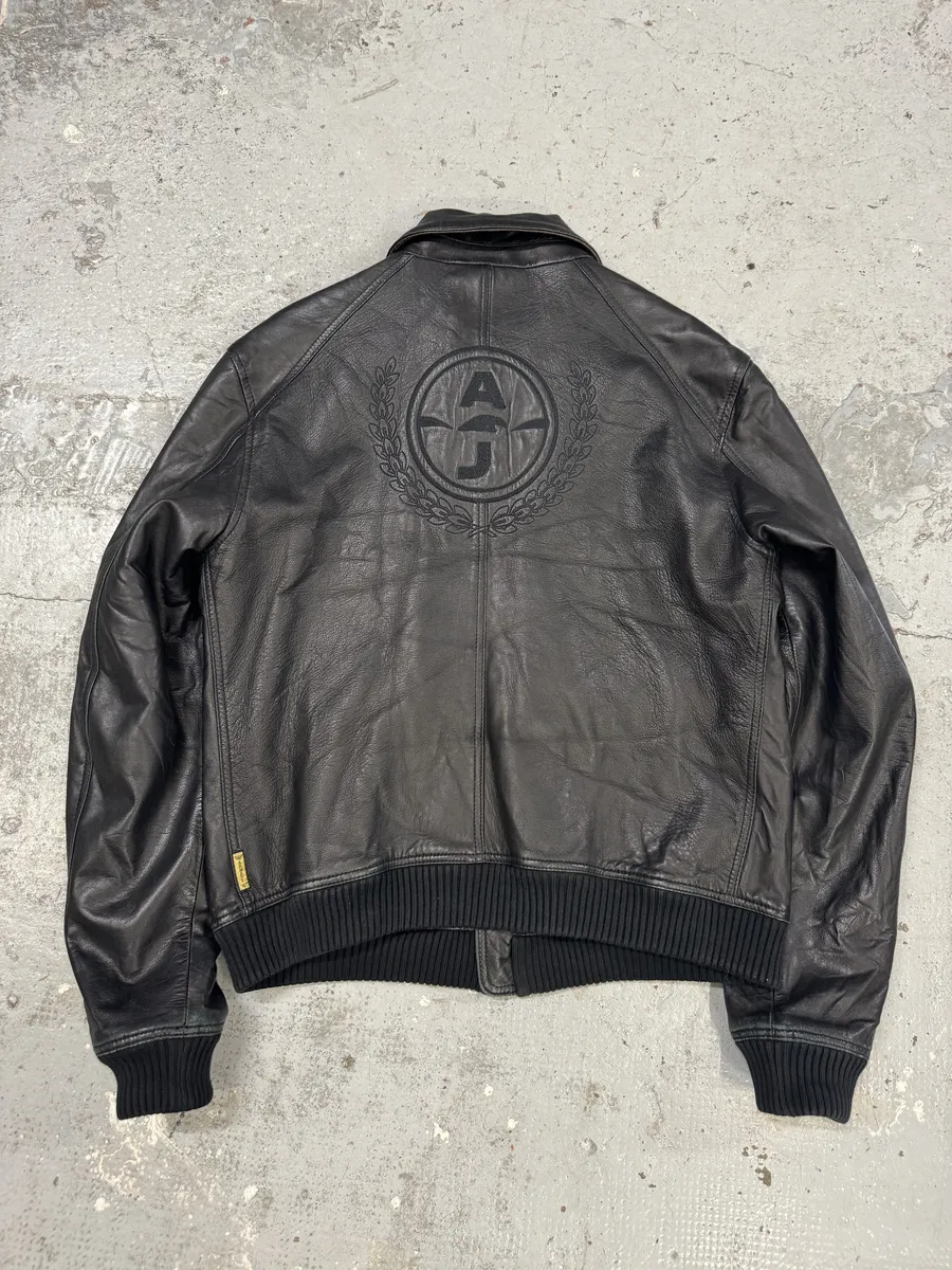 2000s Armani Black Biker Leather Jacket - Image 2