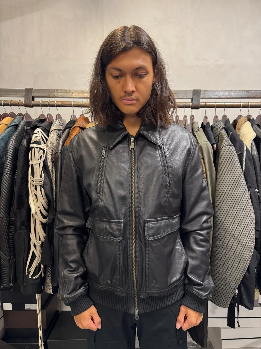 2000s Armani Black Biker Leather Jacket - Image 3