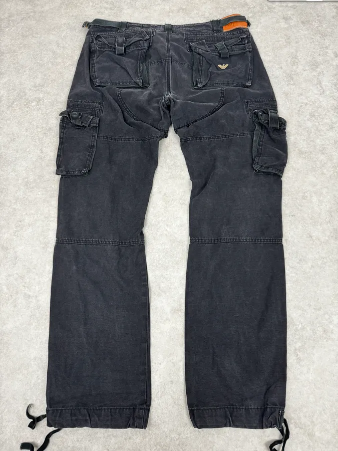 2000s Armani Black Cargo Pants - Image 5