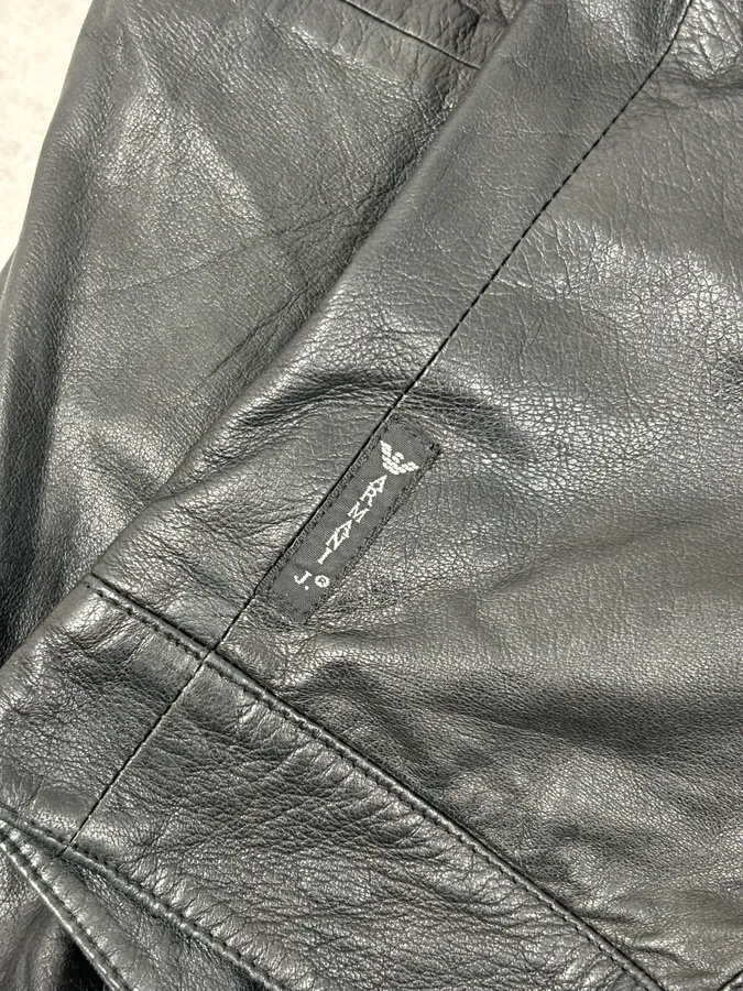 2000s Armani Black High-Neck Avant-Garde Leather Jacket - Image 10