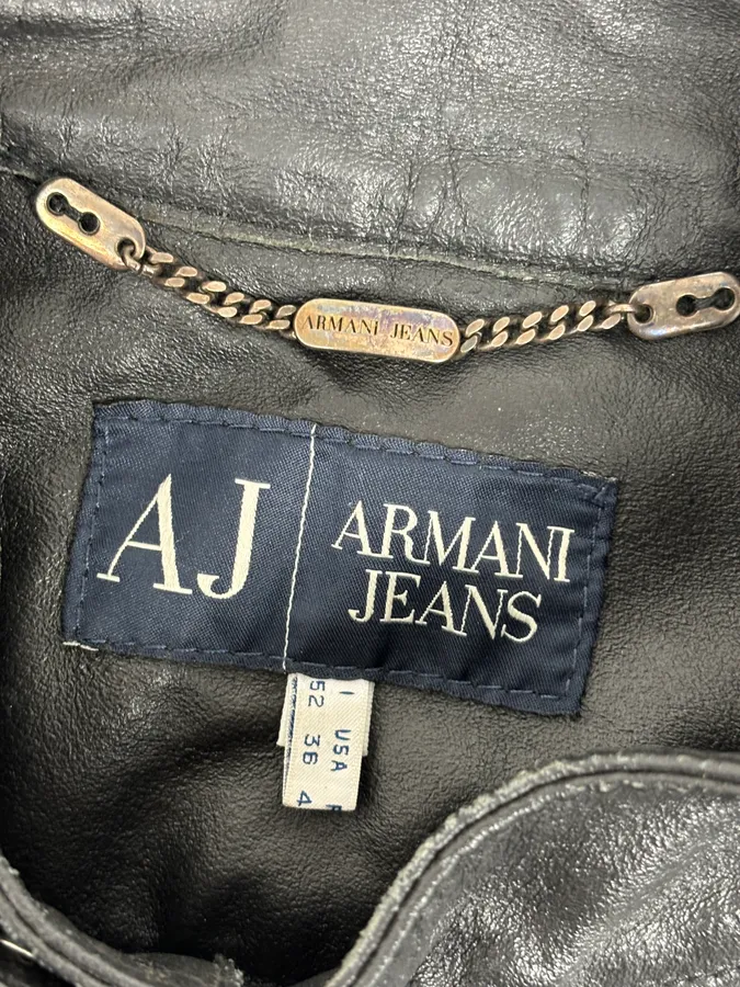 2000s Armani Black Hybrid Biker Leather Jacket - Image 10