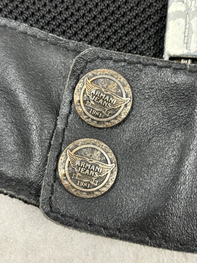 2000s Armani Black Hybrid Biker Leather Jacket - Image 8