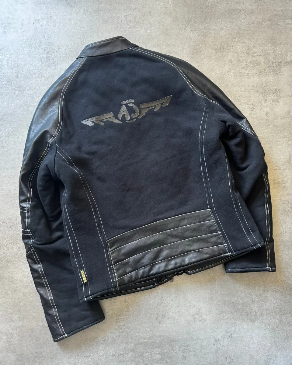2000s Armani Black Hybrid Relaxed Cozy Leather Jacket - Image 5
