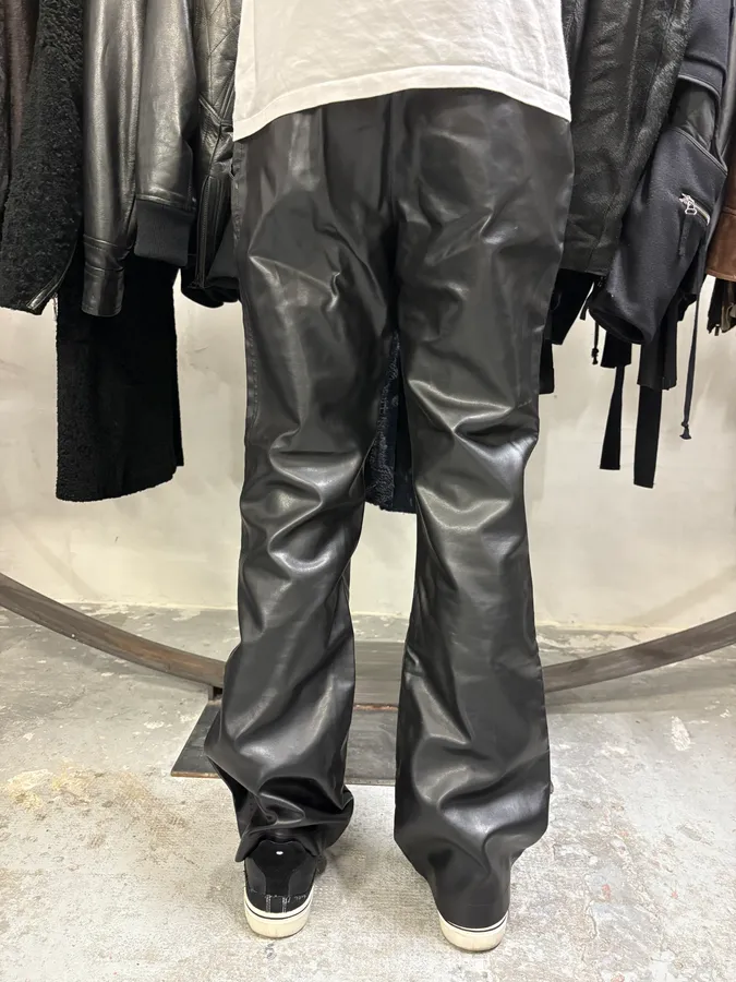 2000s Armani Black Leather Pants - Image 4