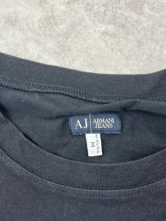 2000s Armani Black Mysterious Graphic Purple Print T-Shirt - Image 10