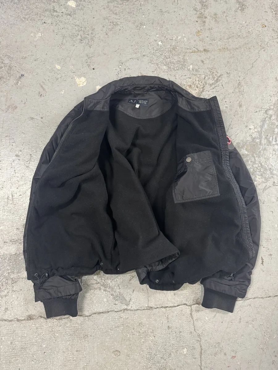 2000s Armani Black Nylon Bomber Jacket - Image 7
