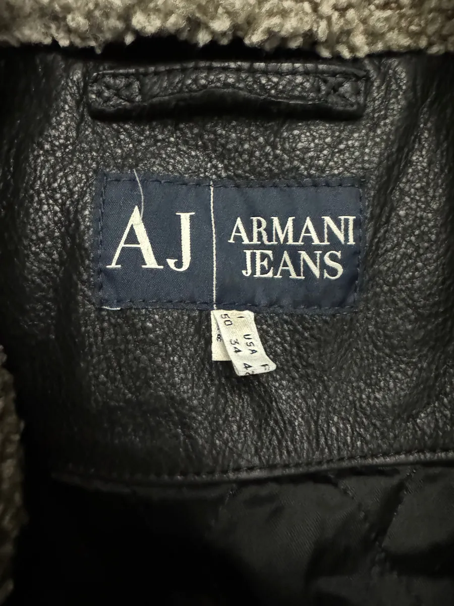 2000s Armani Black Shearling Biker Minimalist Leather Jacket - Image 10