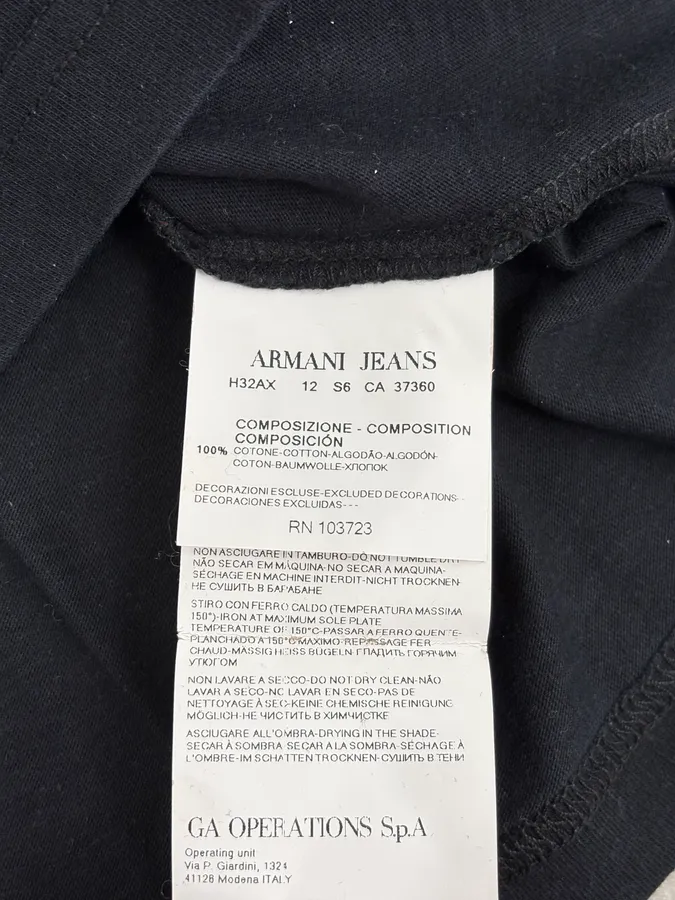 2000s Armani Black Time Tools Print T-Shirt - Image 9