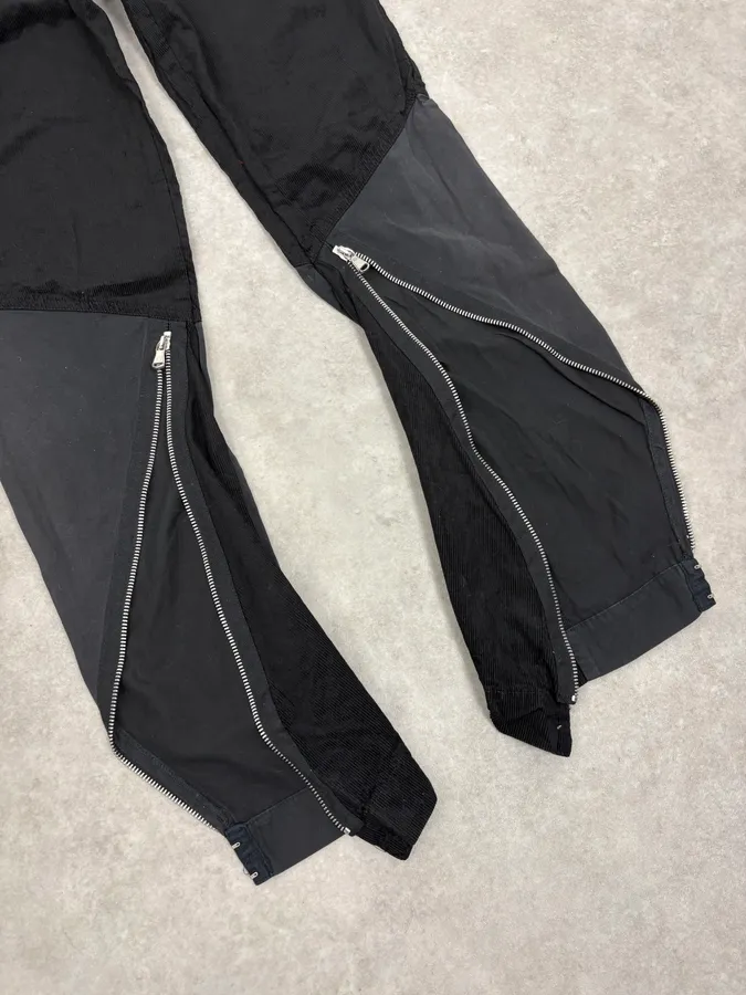 2000s Armani Black Zip Hybrid Cordurroy Pants - Image 8