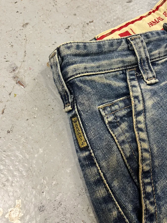2000s Armani Blue Cargo Double Knee Biker Denim Jeans - Image 8
