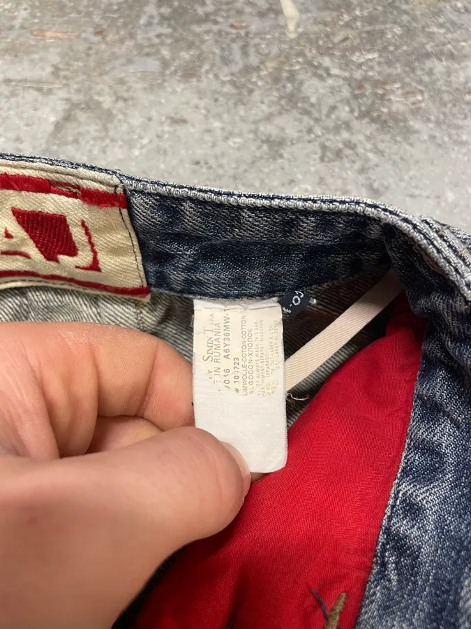 2000s Armani Blue Cargo Faded Denim Jeans - Image 14