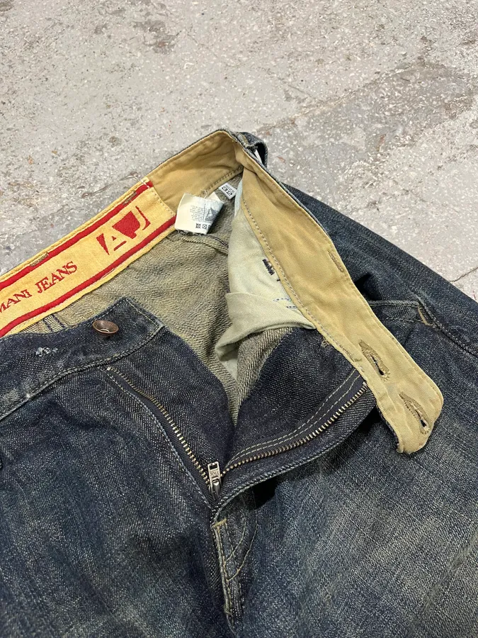 2000s Armani Blue Denim Cargo Jeans - Image 12