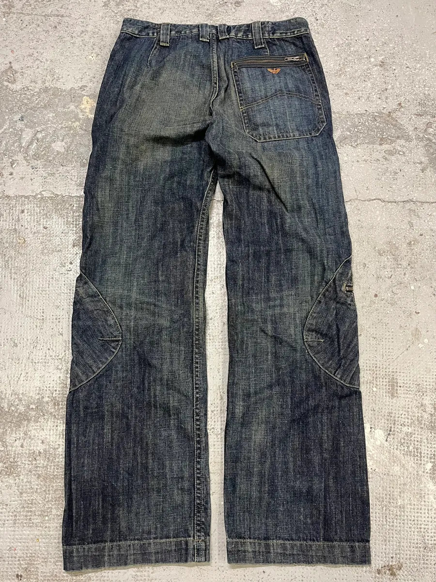 2000s Armani Blue Denim Cargo Jeans - Image 9