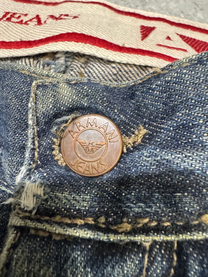 2000s Armani Blue Faded Denim Jeans - Image 10