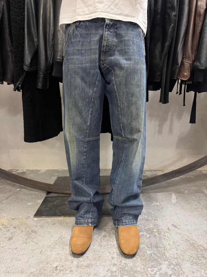 2000s Armani Blue Faded Denim Jeans - Image 3