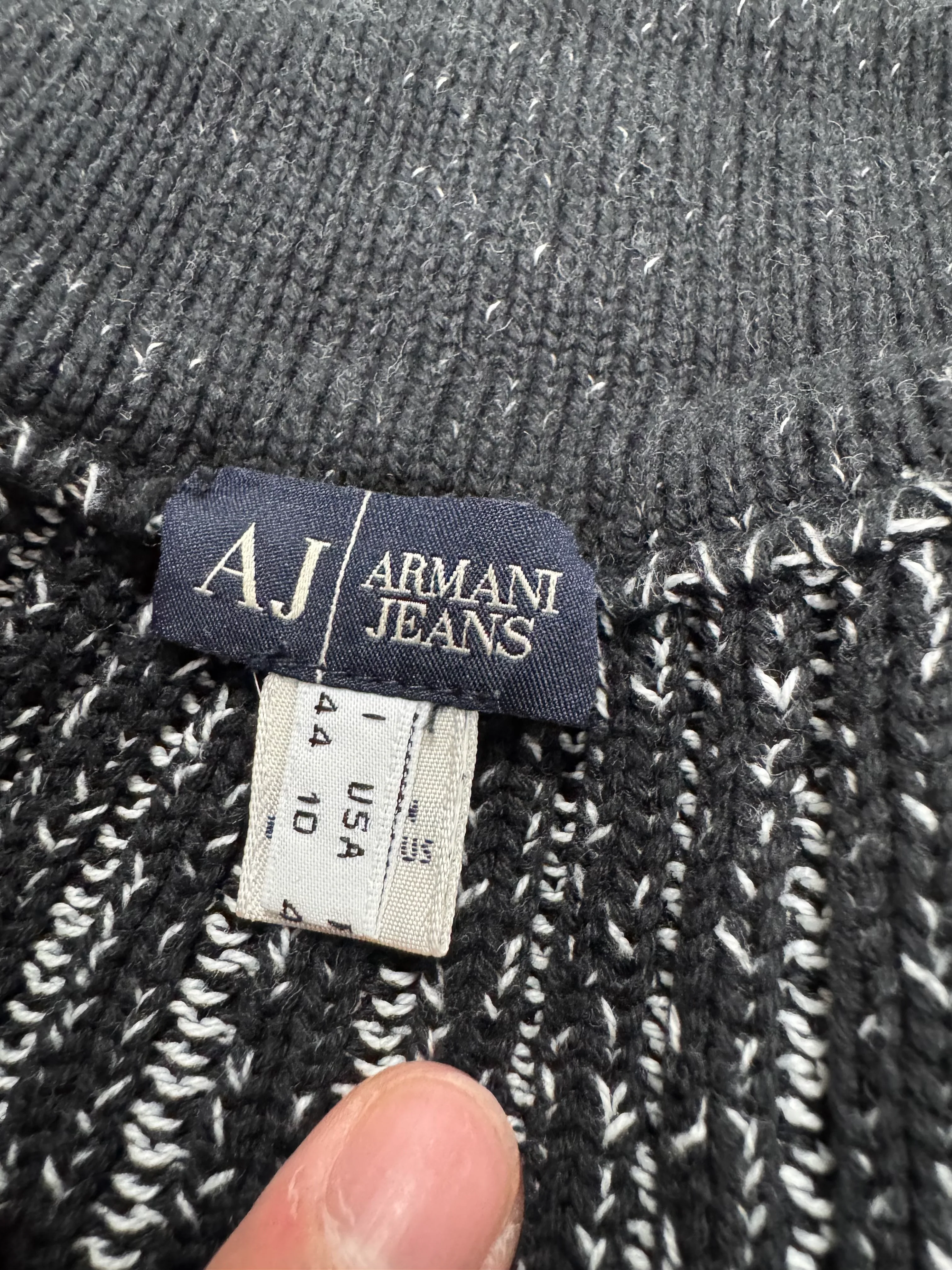 2000s Armani Blue Knitted Buttoned Sweater - Image 5