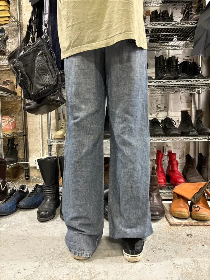 2000s Armani Blue Linen Denim Jeans - Image 4