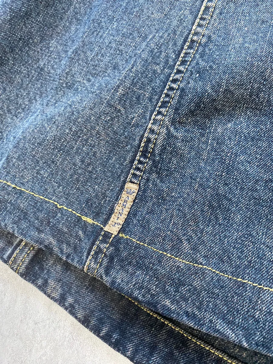 2000s Armani Blue Multi-Zips Denim Trench Coat - Image 12