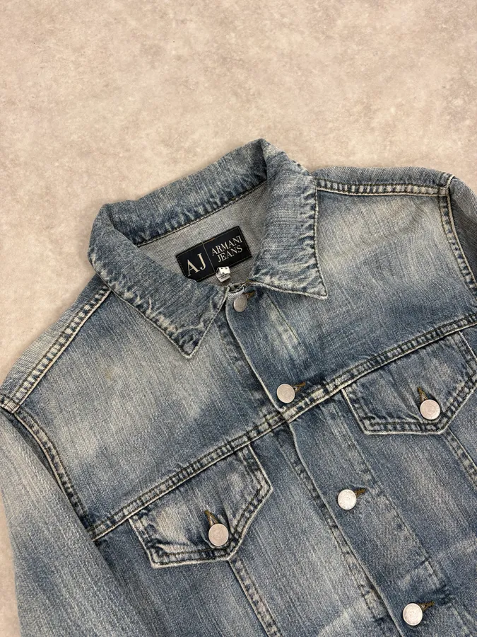 2000s Armani Blue Soft Denim Jacket - Image 5