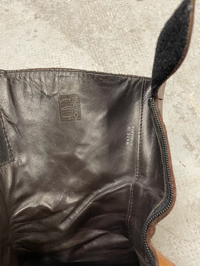 2000s Armani Brown Ankle Biker Leather Boots - Image 11