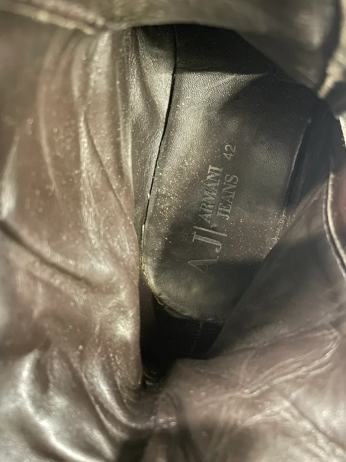 2000s Armani Brown Ankle Biker Leather Boots - Image 12
