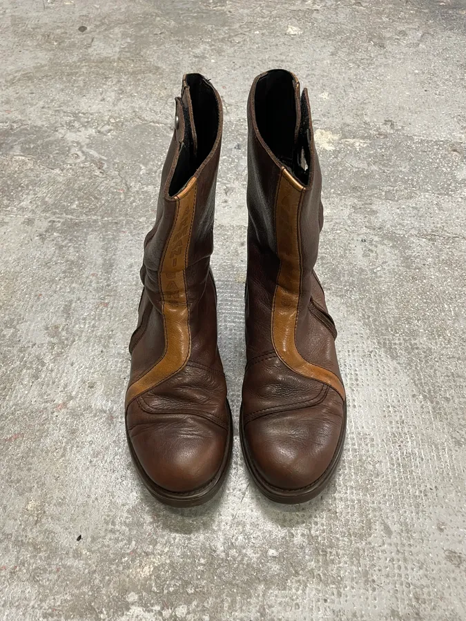 2000s Armani Brown Ankle Biker Leather Boots - Image 4