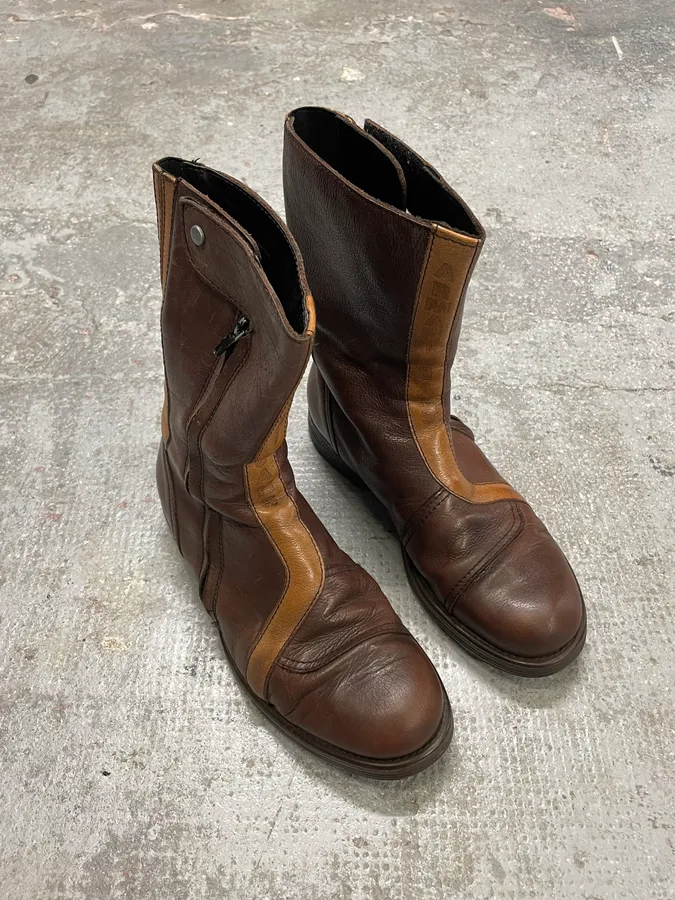 2000s Armani Brown Ankle Biker Leather Boots - Image 6