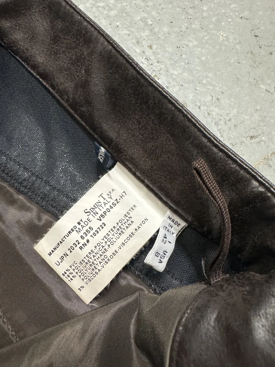 2000s Armani Brown Eco Leather Buttoned Pants - Image 6