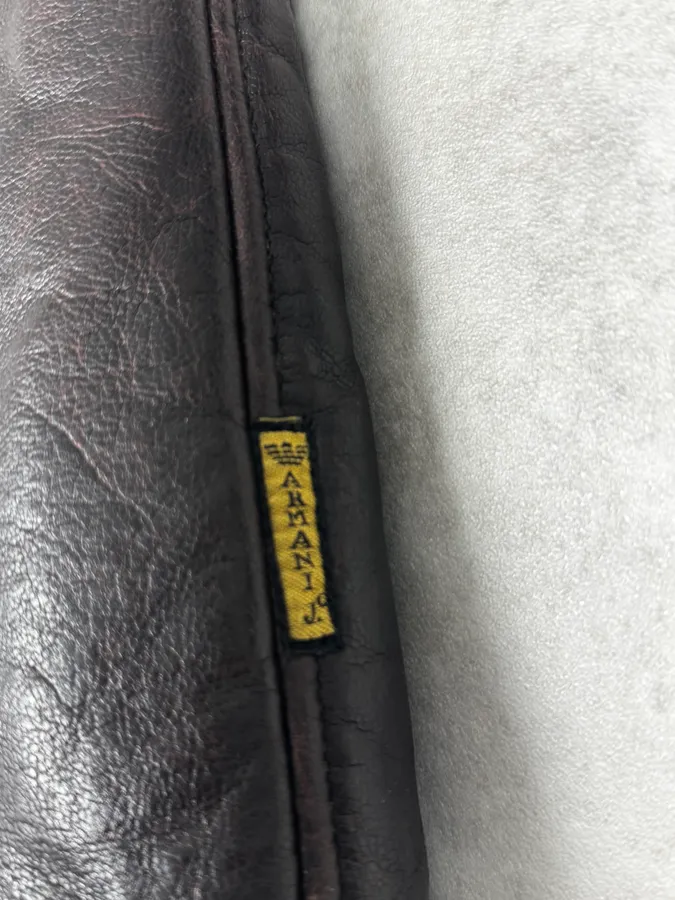 2000s Armani Brown Eco Shearling Leather Jacket - Image 10