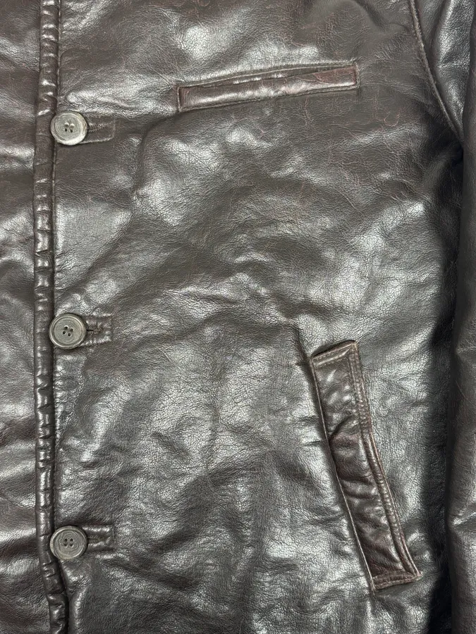 2000s Armani Brown Eco Shearling Leather Jacket - Image 8