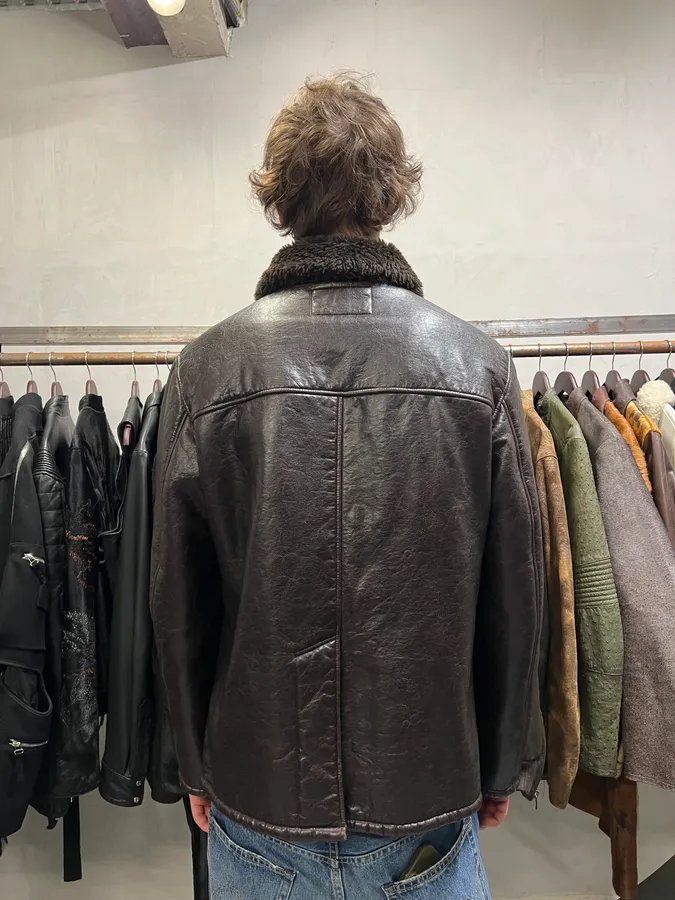 2000s Armani Brown Shearling Leather Jacket - Image 3