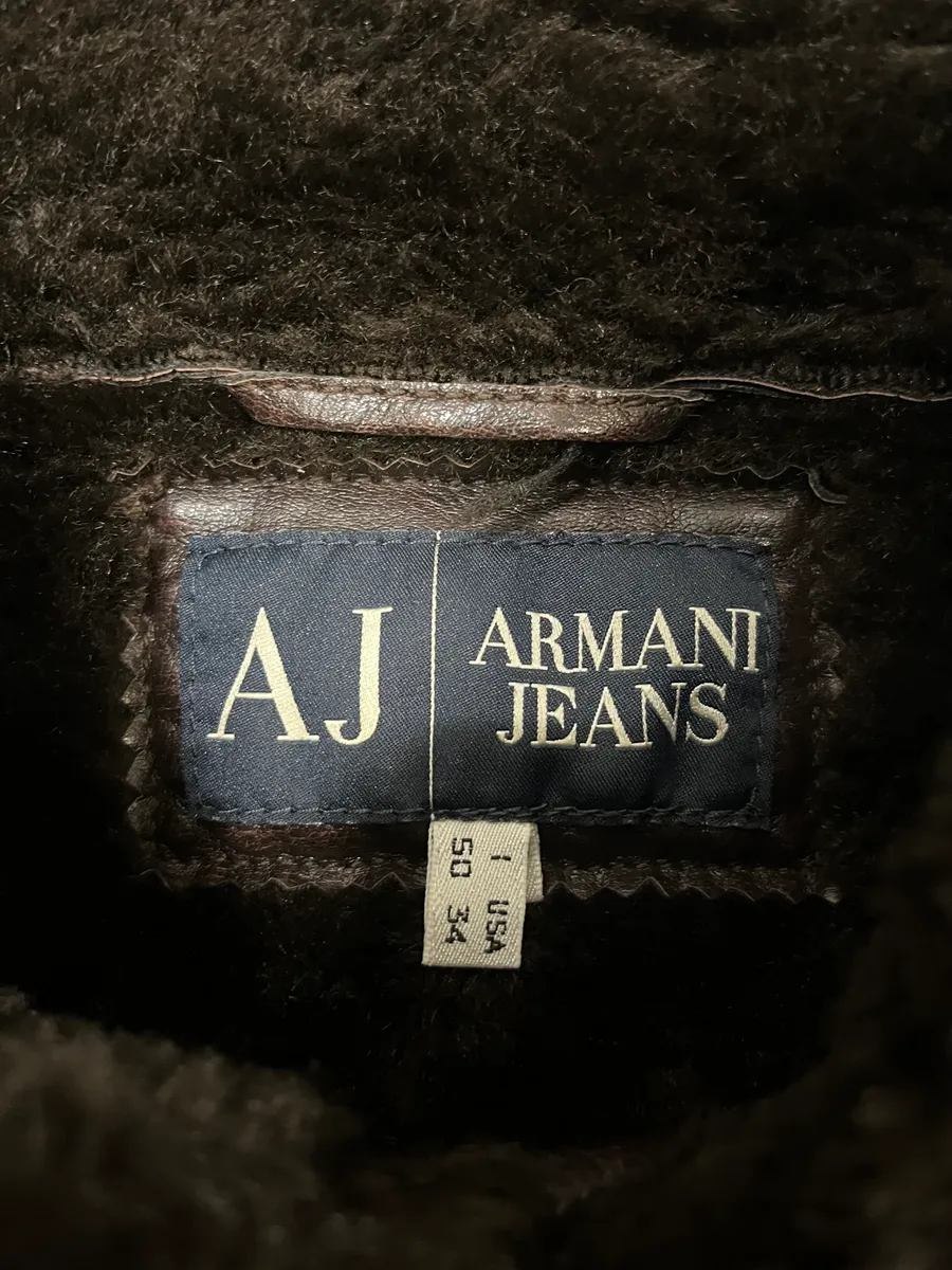 2000s Armani Brown Shearling Leather Jacket - Image 7