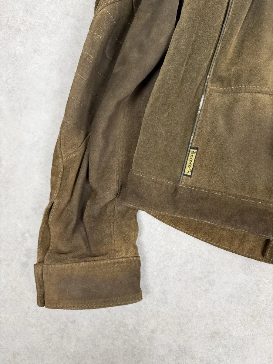 2000s Armani Brown Suede Leather Perfecto Jacket - Image 9