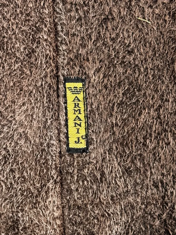 2000s Armani Brown Texture Leather Buttoned Jacket - Image 11