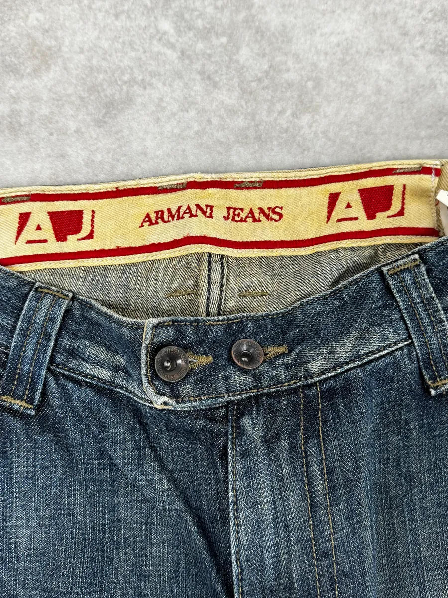2000s Armani Cargo Blue Faded Denim Jeans - Image 13