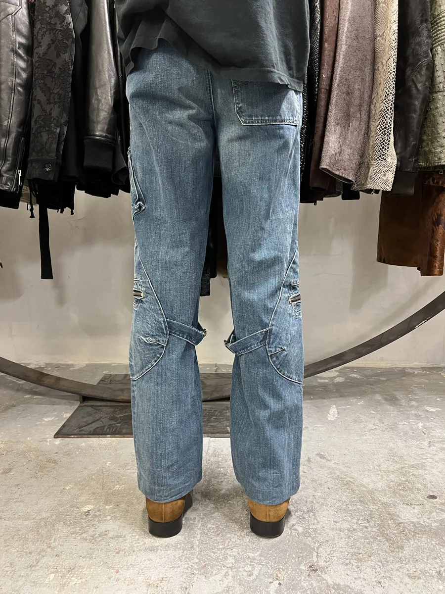 2000s Armani Cargo Bondage Denim Jeans - Image 3
