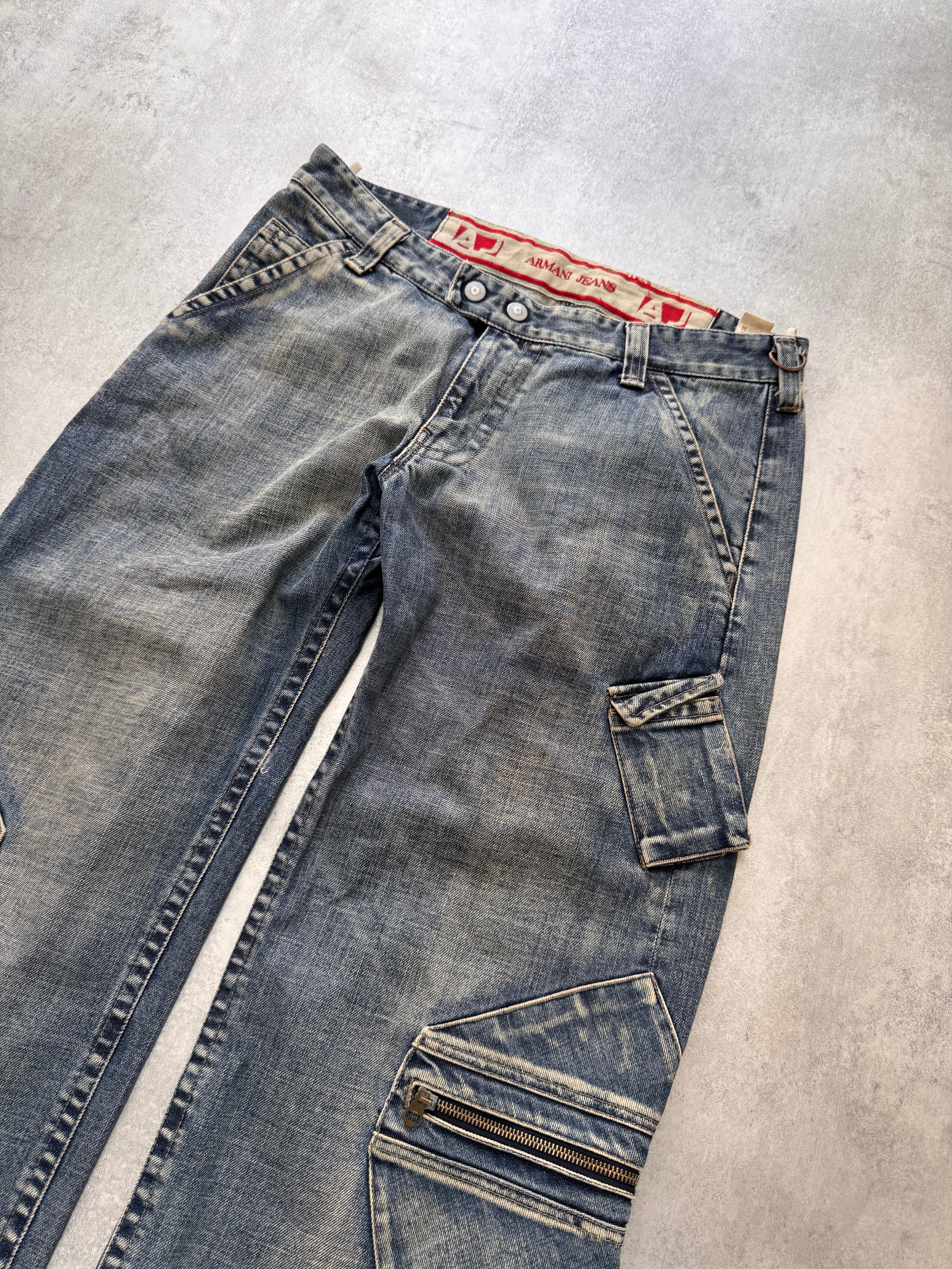 2000s Armani Cargo Wide Denim Jeans - Image 2