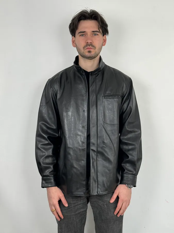 2000s Armani Collezioni Black Leather Premium Jacket - Image 2