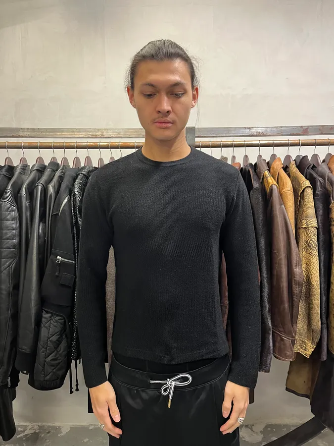 2000s Armani Collezioni Black Wool Sweater - Image 2
