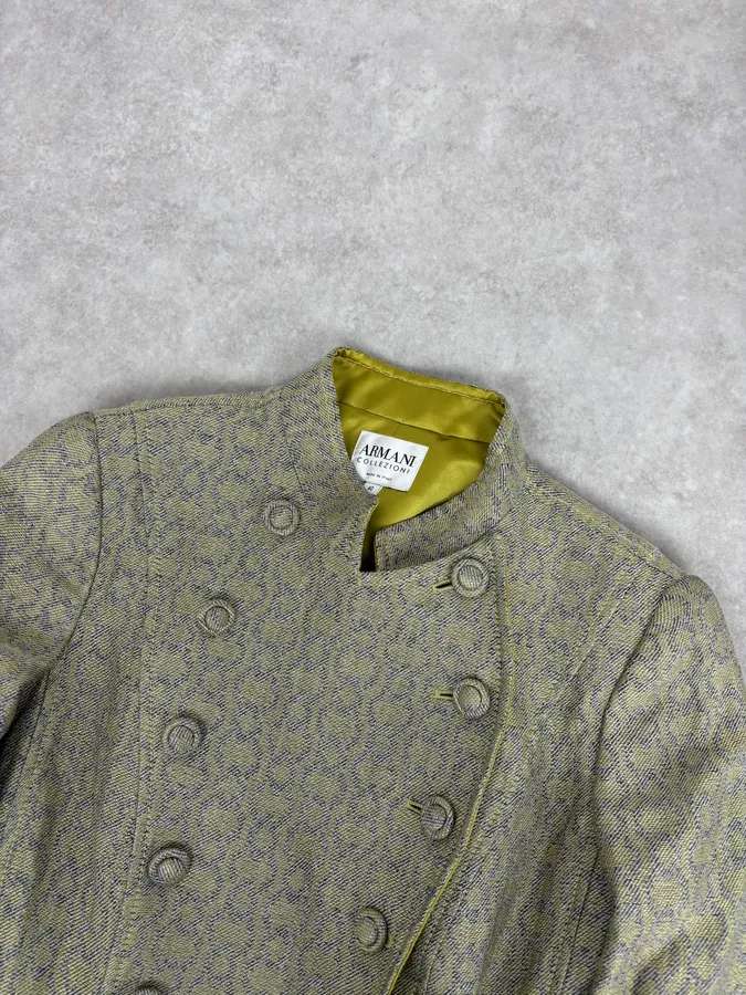 2000s Armani Collezioni Sage Green Double-Breasted Jacket - Image 5