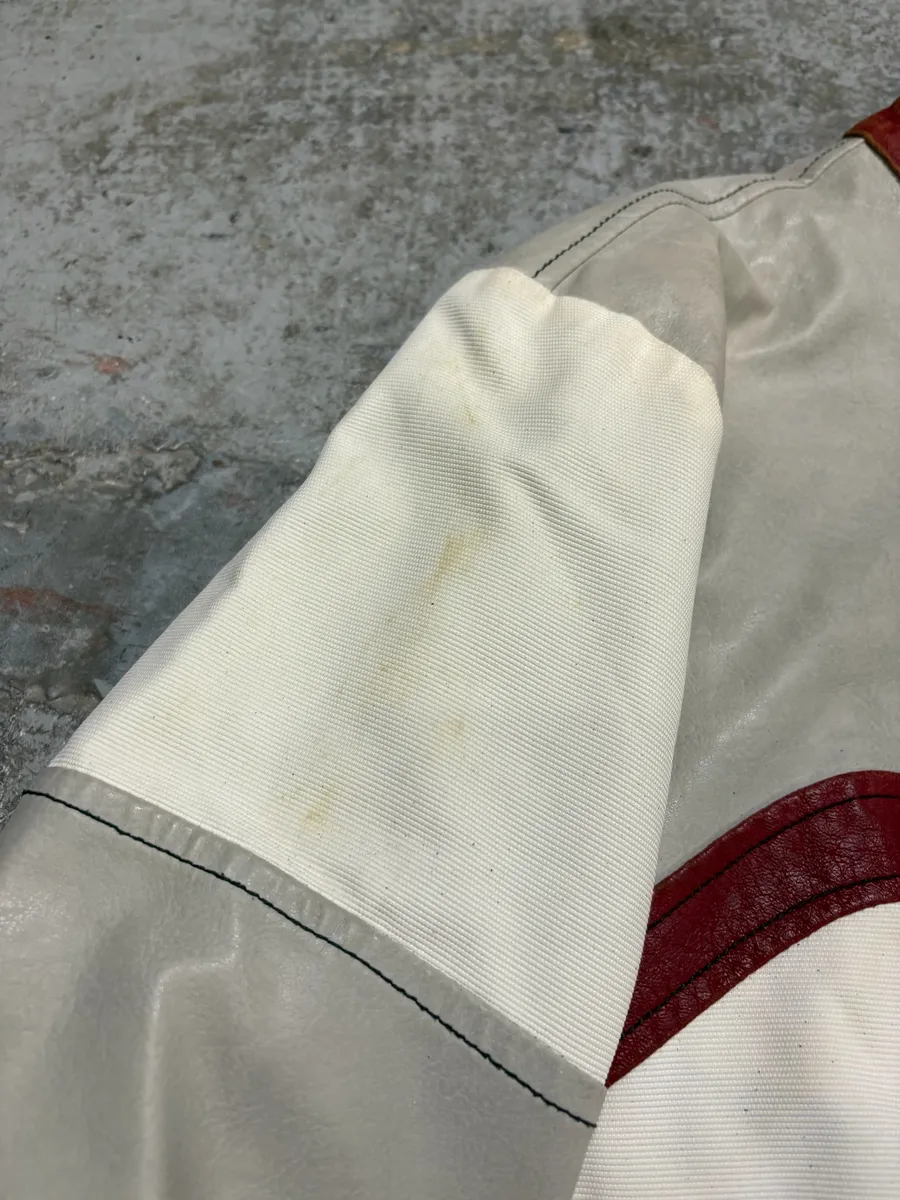 2000s Armani European Ride Red & White Biker Leather Jacket - Image 15