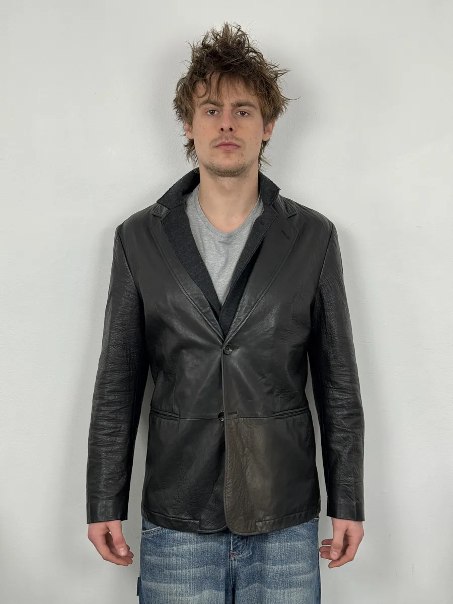 2000s Armani Faded Black Layered Blazer Jacket - Image 2