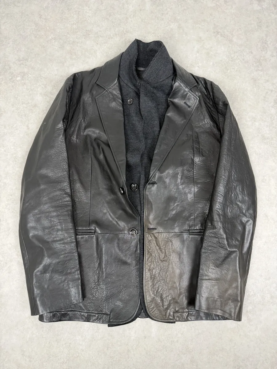 2000s Armani Faded Black Layered Blazer Jacket - Image 5