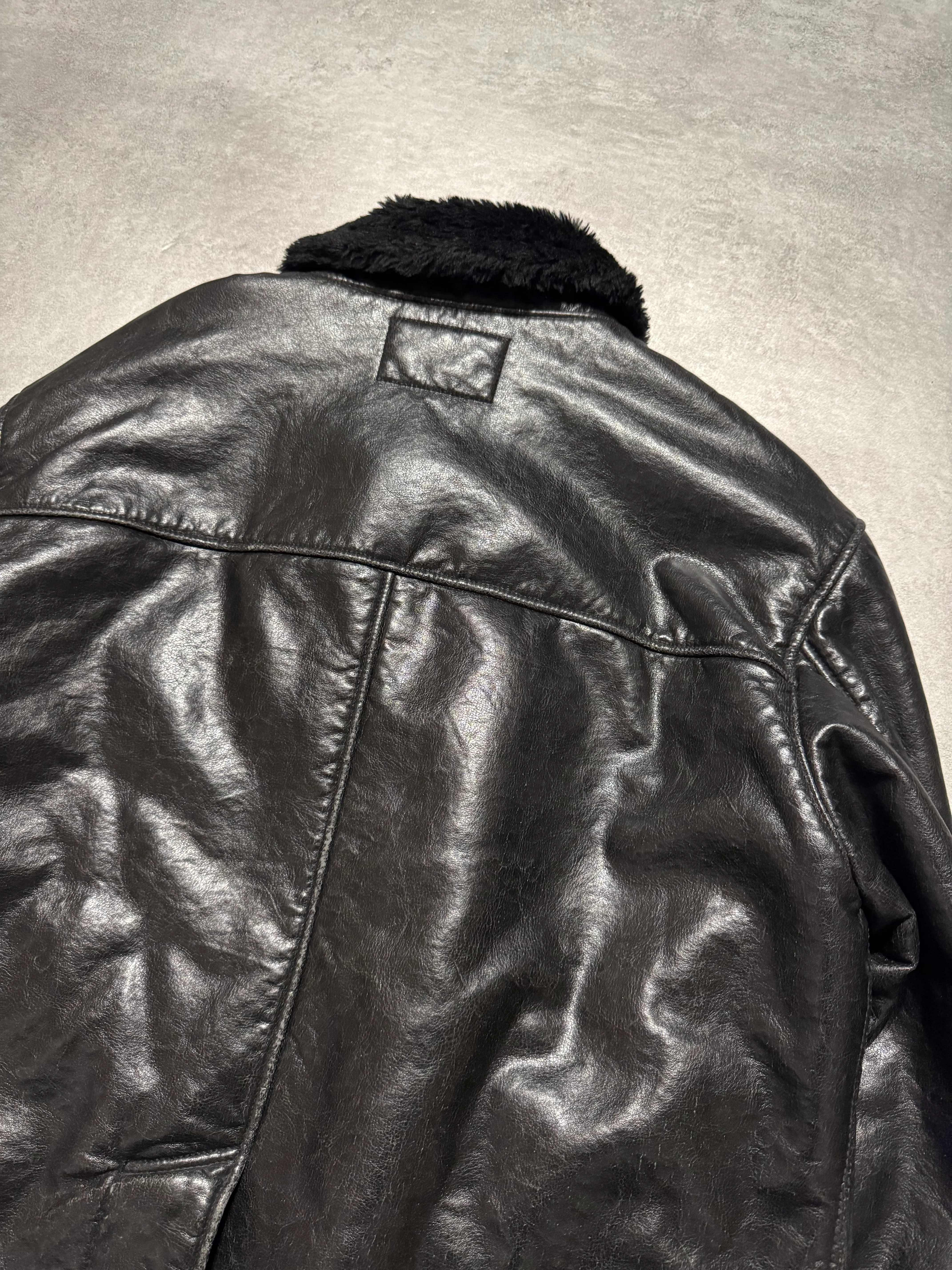 2000s Armani Faux Shearling Black Jacket - Image 7